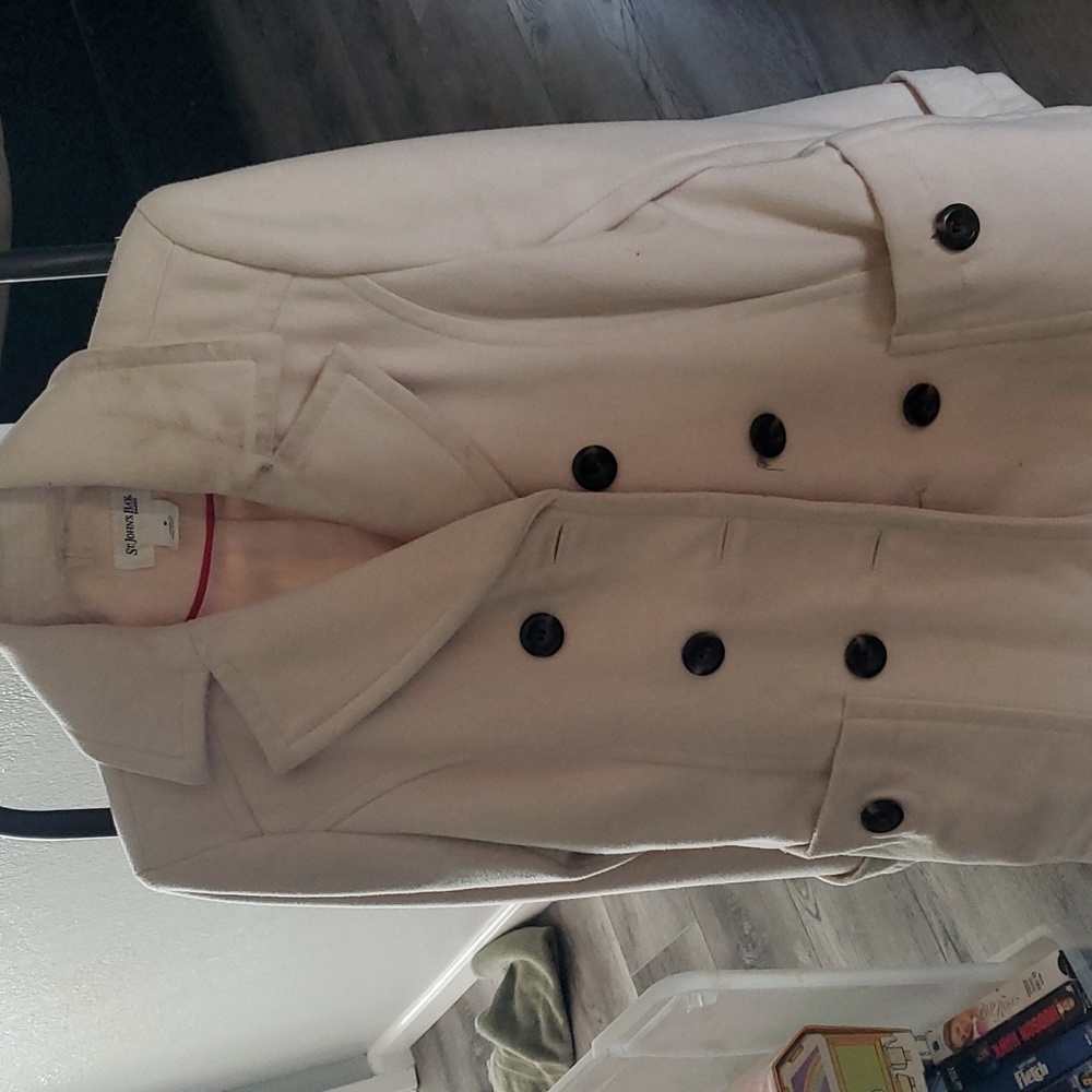 Cream Button down Coat (M) St John's Bay